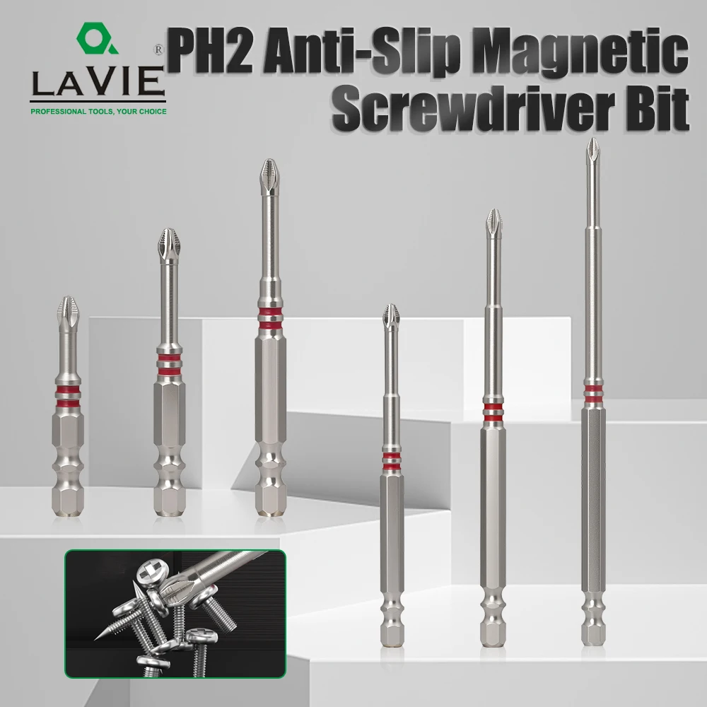 

LAVIE Red Ring Small Head Anti-Slip S2 Steel Screwdriver Bits Set Magnetic Phillips Cross Holder for Power Drill Impact Driver