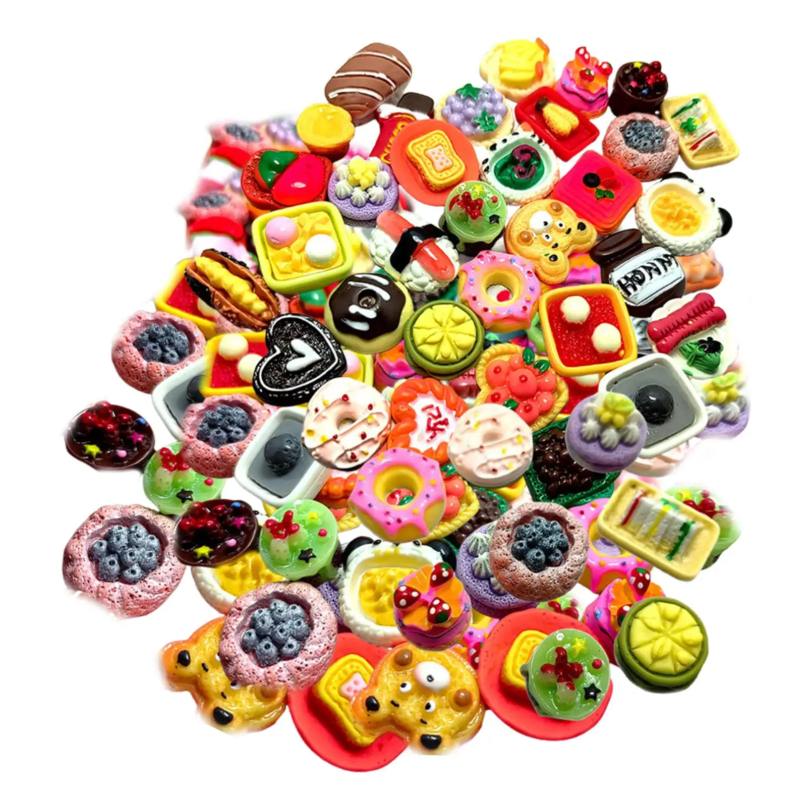 100Pcs Miniature Food Toy Food Play Toy Pretend Play Kitchen Toy for Stationery