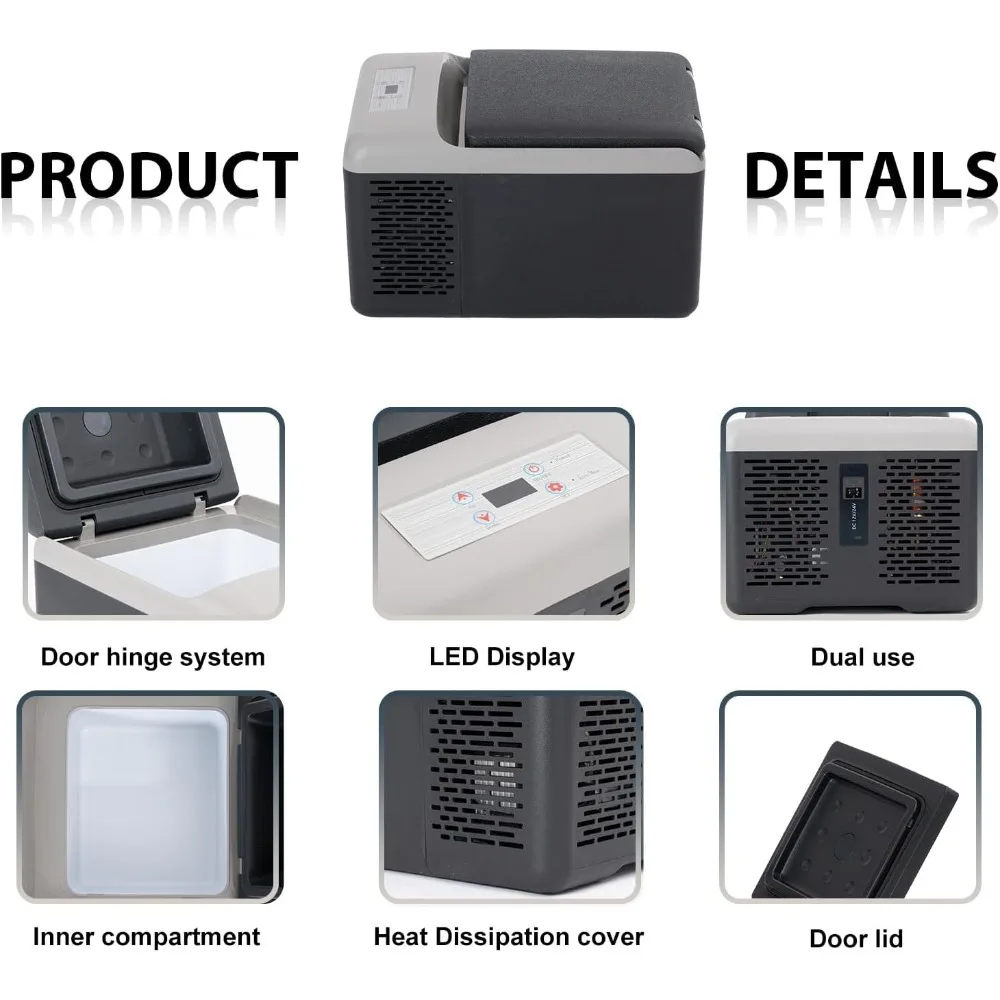 مبرد فريزر محمول للسيارة 12 فولت، تبريد سريع سعة 10 لتر، متوافق مع خيارات طاقة تيار متردد 12/24 فولت و100-240 فولت #4