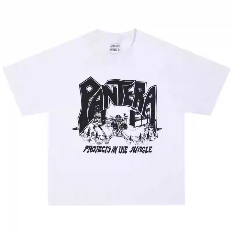 

2025 Pantera Band Rock American Retro Hip Hop Short Sleeve Vintage High Quality Luxury Brand Selling Popular Style Ins Y2k
