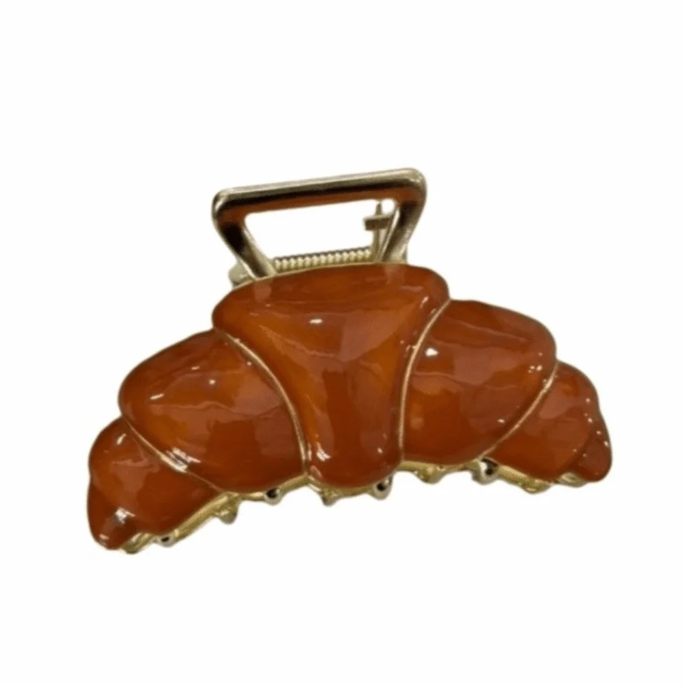 

Модная заколка-краб для волос в форме круассана, милый металлический зажим для волос в форме хлеба, заколка-краб в геометрическом стиле, уличный стиль