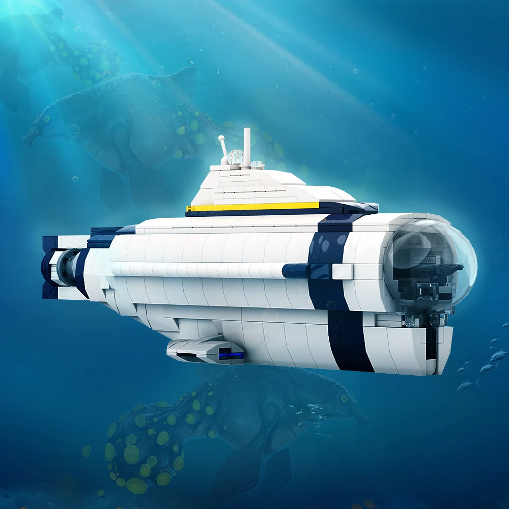 MOC Subnautica Seamoth Vehicle Submarine Bricks Deep Sea Trek Cyclops Building Block Set Educational Toys Decoration For Gift