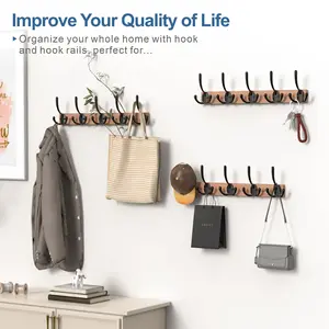 Holzwandkleiderbügel, Wandhaken, Hausdekoration, Kleiderbügel, Handtuch, Kleidung, Hut, Schlüsselbund, Eingang, 5 Haken 10 Hauptverkaufsholz Woods - №10