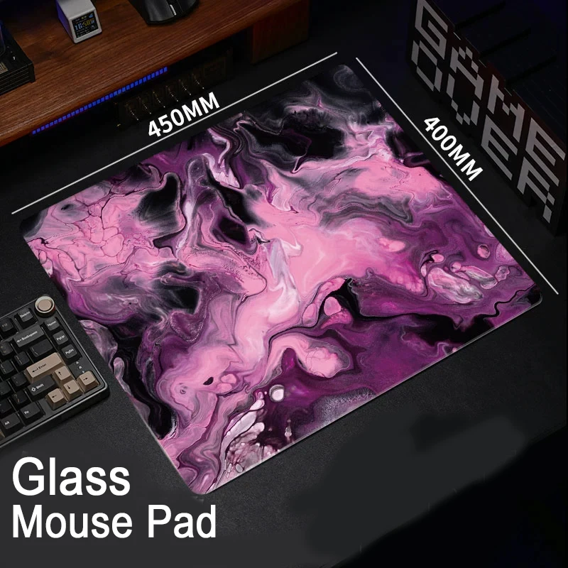 

Игровой коврик для мыши с художественным цветным узором, фотоэлектрический трендовый стеклянный игровой коврик для мыши — жесткая закаленная поверхность XXL для FPS eSports и настольного коврика с клавиатурой