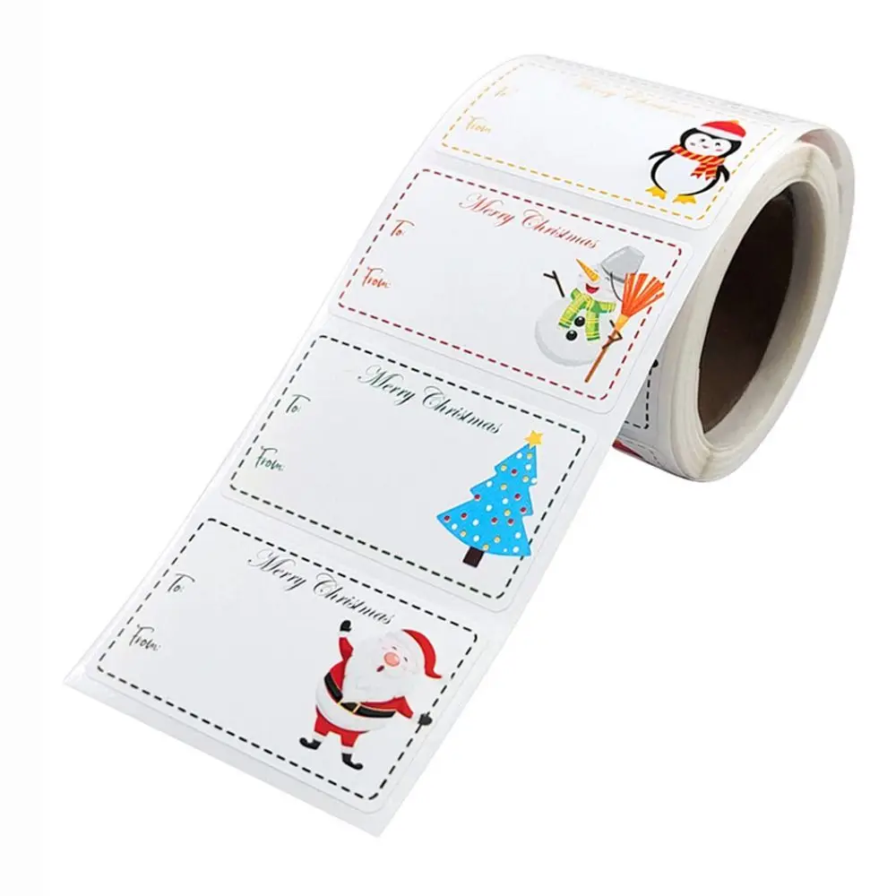 250 Pcs Self Adhesive Christmas Tags Stickers Santa Claus Snowman colorful Christmas Gift Tags Cartoon Cute