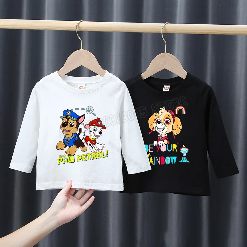 Ropa de la patrulla canina para niño y niña, camiseta de manga larga de algodón, ropa Chase Skye, camisetas cómodas, camisa Base de dibujos