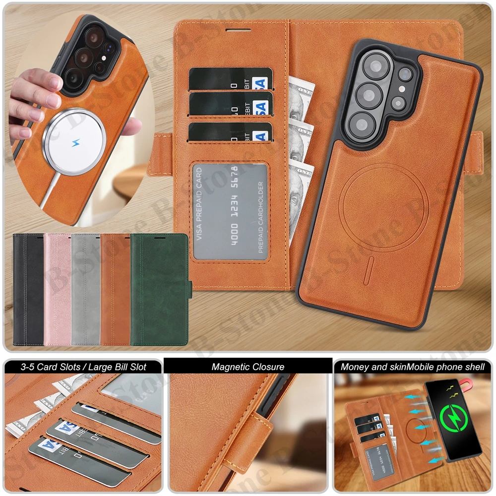 2 in 1 Leather Case for Samsung Galaxy S26 S25 Ultra S24 Plu