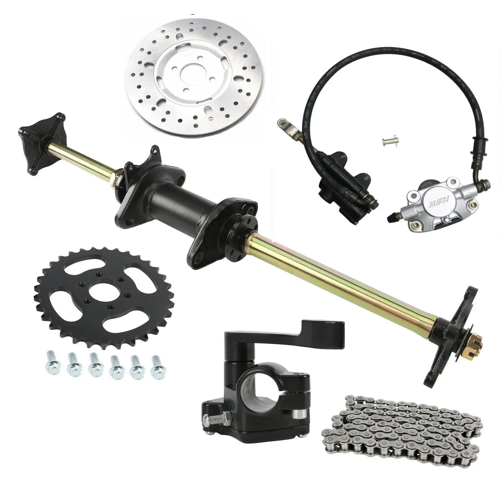 

32" Rear Axle Kit Assembly 530 120 Links Chain Sprocket Brake Disc for Go Kart ATV Quad ATV Quad Buggy GY6 110 150cc 200cc