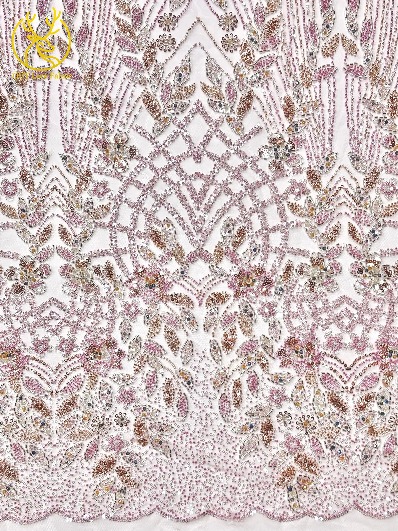 5 Yards nigerianischer Perlen-Spitzenstoff 2026, neues Design, afrikanischer französischer Pailletten-Spitzenstoff, geeignet für Damen-Hochzeits-Party-Kleider – Detail 8