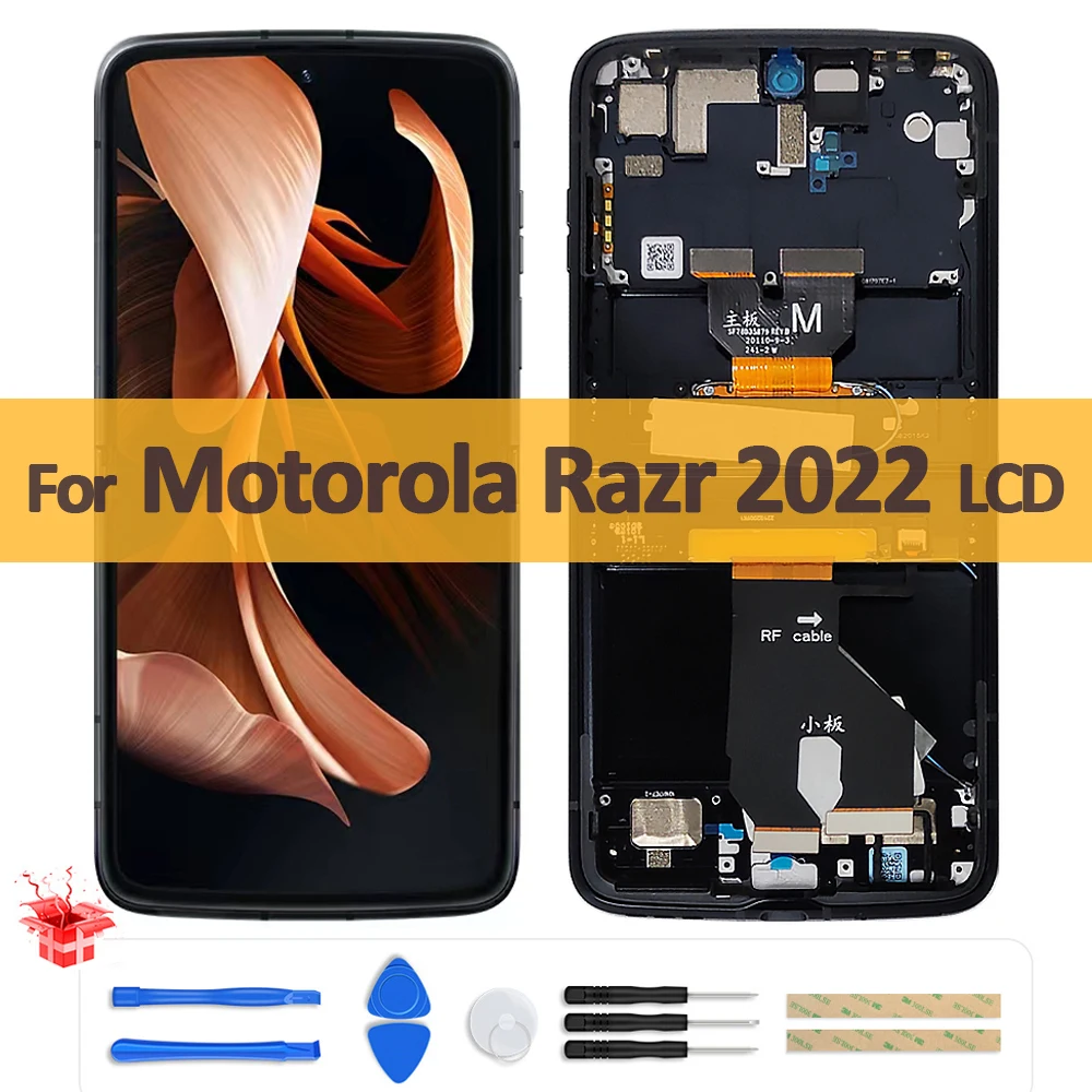 

6.7" Original AMOLED For Motorola Razr 2022 LCD Display Touch Screen Digitizer Assembly For Moto Razr 3 XT2251-1 Foldable LCD