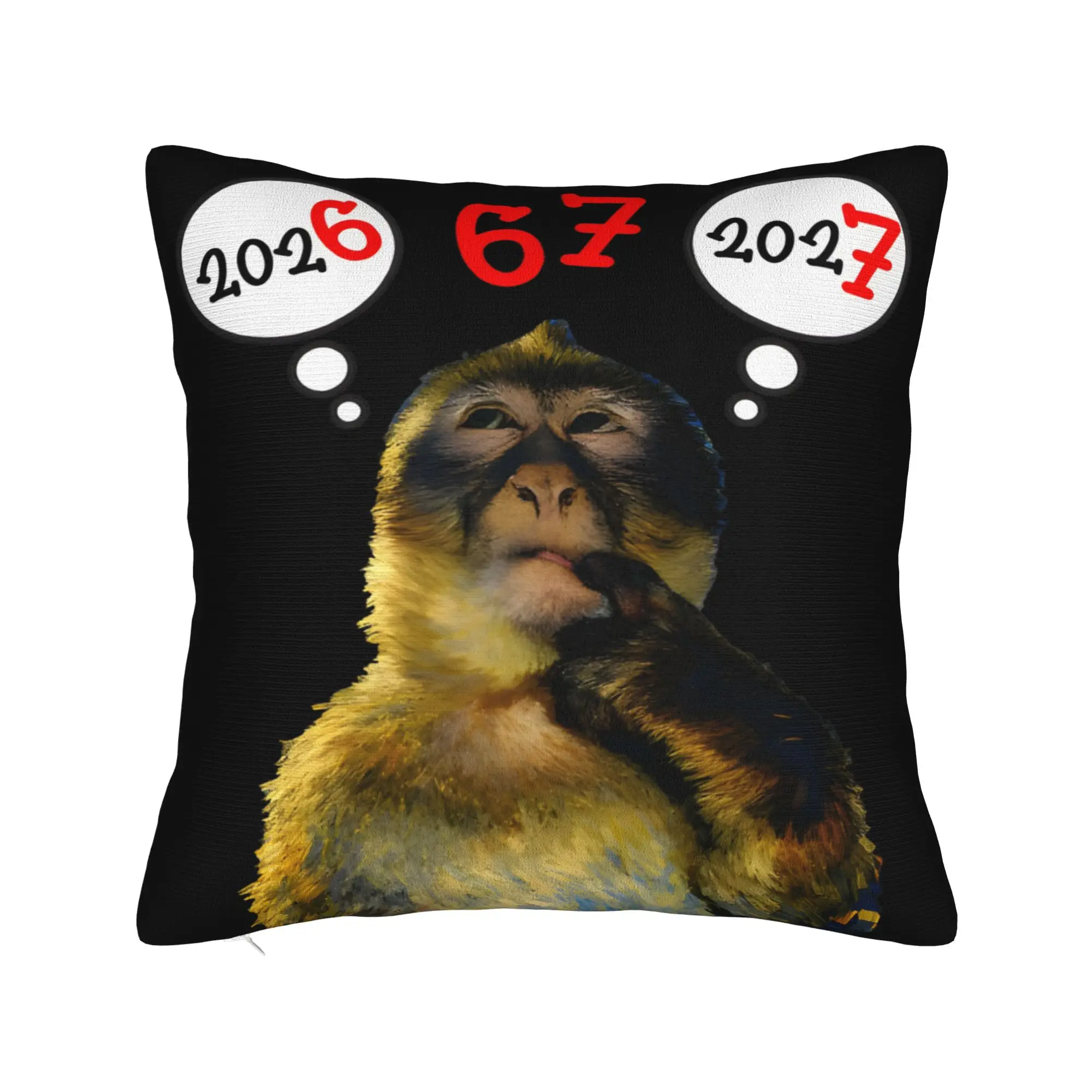 Decorative Pillowcase Thinking Monkey Meme  Stuff Bed  Pillow Case Cover Square Multi-Size