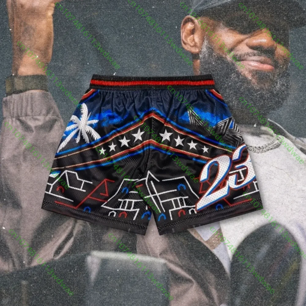 Basketball Shorts Men Number 23 Jersey Vintage Mesh Shorts Black Graphic Loose Fit Streetwear Training Gym Workout Sports Shorts