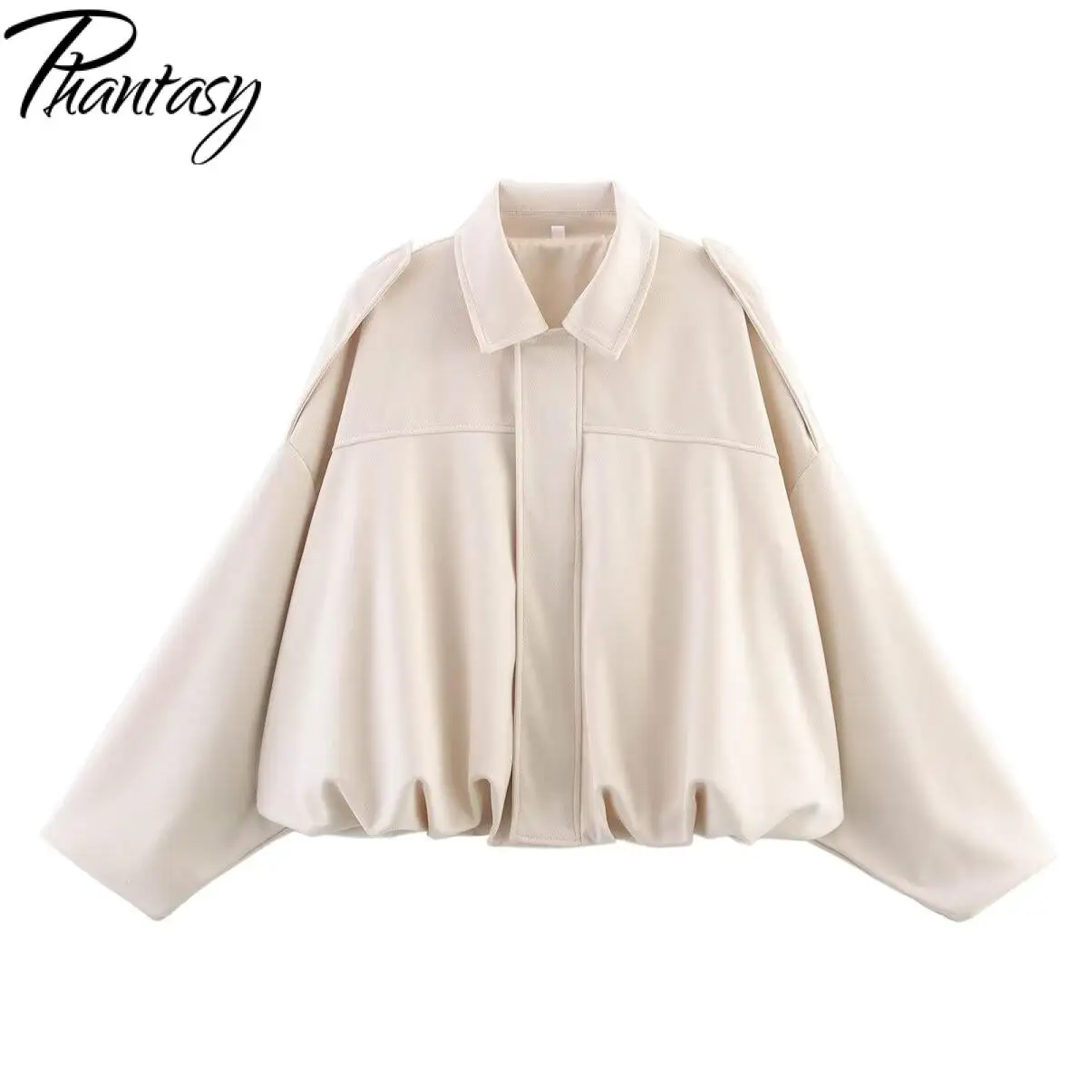 

Phantasy Autumn Women Jacket New Solid Color Long-Sleeved Loose Jacket Casual Fashion Personality Versatile Commute Outerwear