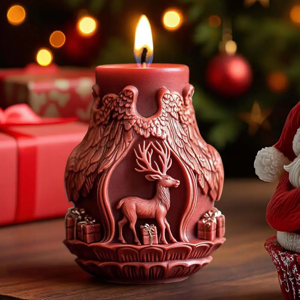 Wax Mold for Candles Christmas Candle Mold Set 3d Embossed Santa Tree Snowman Silicone Molds for Resin Craft Spiral Wave