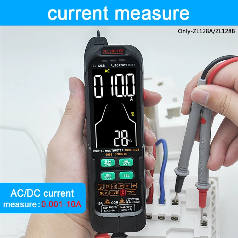 Profesional Digital Smart Multimeter 9999 Counts T-RMS AC DC Current Voltage Detector Capacitance Temp Auto Range Multimeter