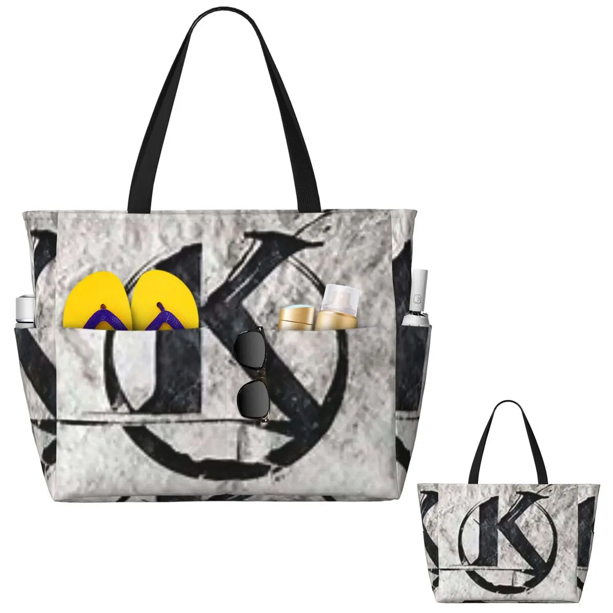 

Черная пляжная сумка-тоут с логотипом Kaamelott на сером фоне, спортивная сумка для спортзала, йоги, большая сумка-тоут, женская дорожная сумка, сумка для фитнеса