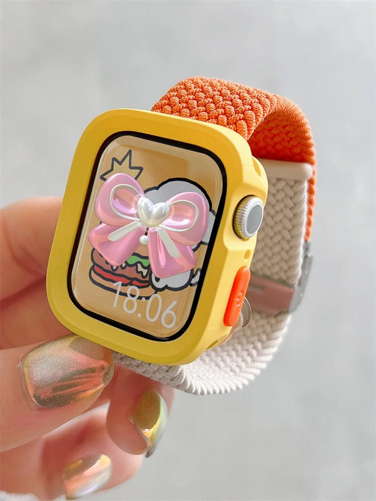 New Nylon Case+Strap For Apple Watch Band 49mm 45mm 41 44mm 38 42mm 40 Adjustable Band For iWatch Series 9 8 7 SE 6 5 4 3 2 1