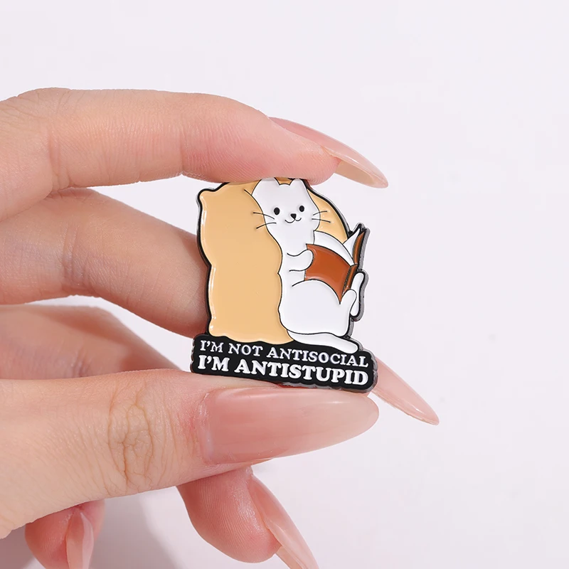 Cartoon Cat Enamel Pins Cute Animal Funny Phrase Brooches Lapel Badge Backpack Clothes Jewelry Accessories Gift for Friends