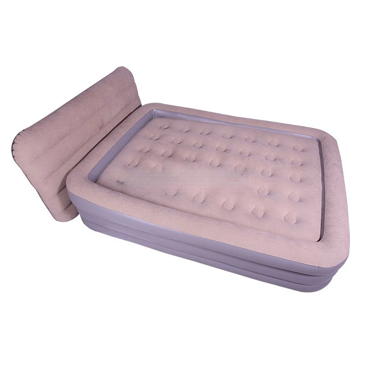 PVC Flocking Blow Up Elevated Raised Inflatable Queen Size backrest Air Bed Inflatable mattress