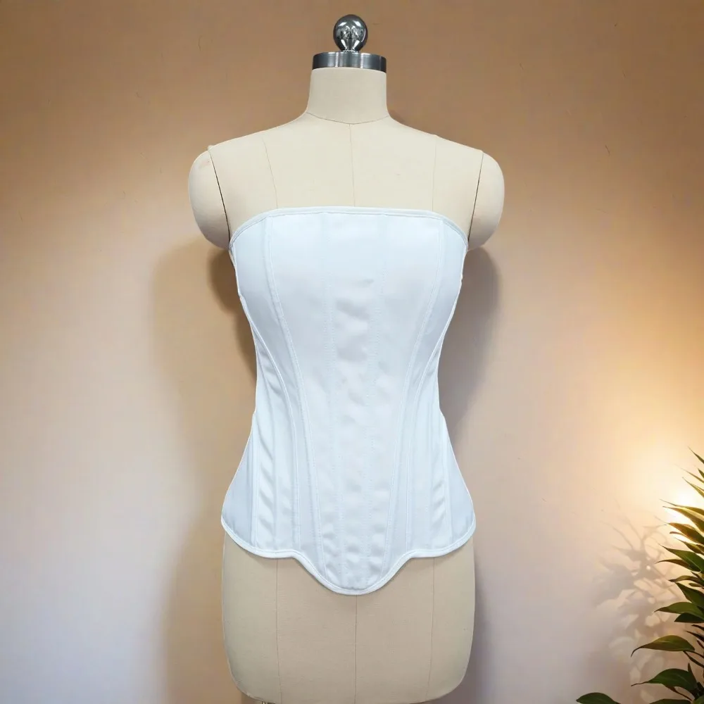 Women Luxury Corset Bustier Overbust Strapless Vintage Bodice Lace Up Steel Boned Shaping Tops Wedding Crop Tops