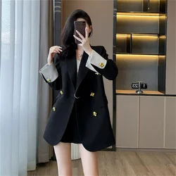 2025 Nuovo, giacche blazer casual coreane, per abbigliamento da donna, cappotti da abito neri, blazer primaverili autunnali, top da abito slim da donna da ufficio