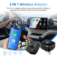 2026 Adaptador inalámbrico ultracompacto 2 en 1 CarPlay Android Auto para coches con cable tipo C/USB de fábrica con WiFi 5G BT5.0 Plug and Play