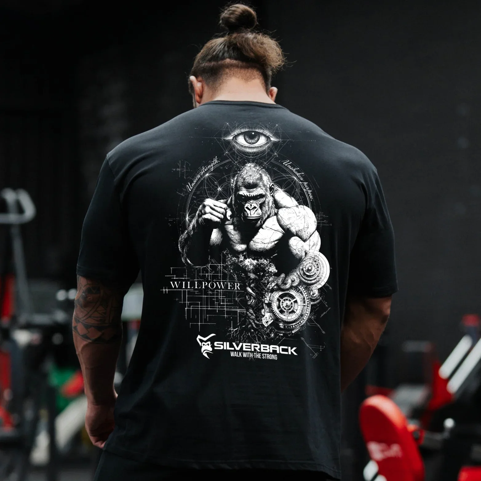 SILVERBACK Gym Fitness Shirt Men's Running Sports Loose Oversized T-shirt Short Sleeve Cotton Summer Bodybuilding Workout Top