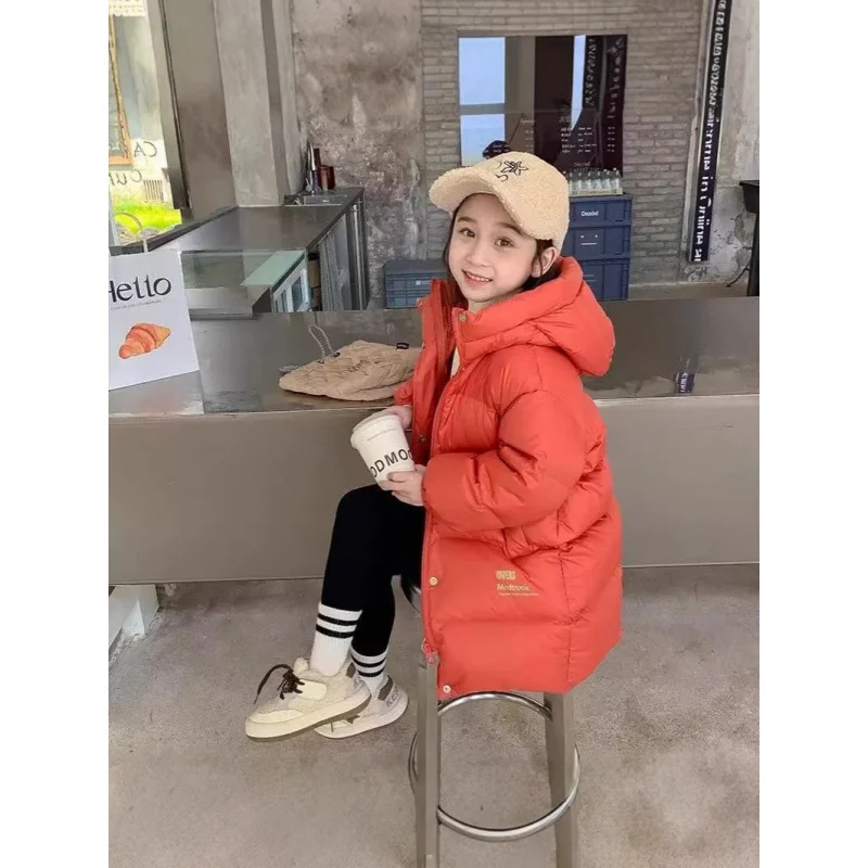 Fleece‑Lined Extra‑Thick Winter Jacket Kids Outdoor Warm Hooded Outerwear Children Casual Thermal Hooded Mid-length Down Coats