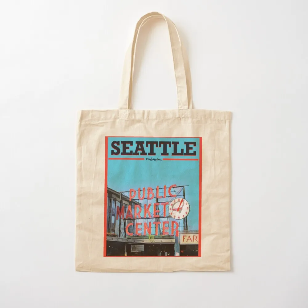 

Seattle - Pike Place Market Tote Bag personalized tote canvas bags eco bag folding Woman shopper bag Canvas Tote