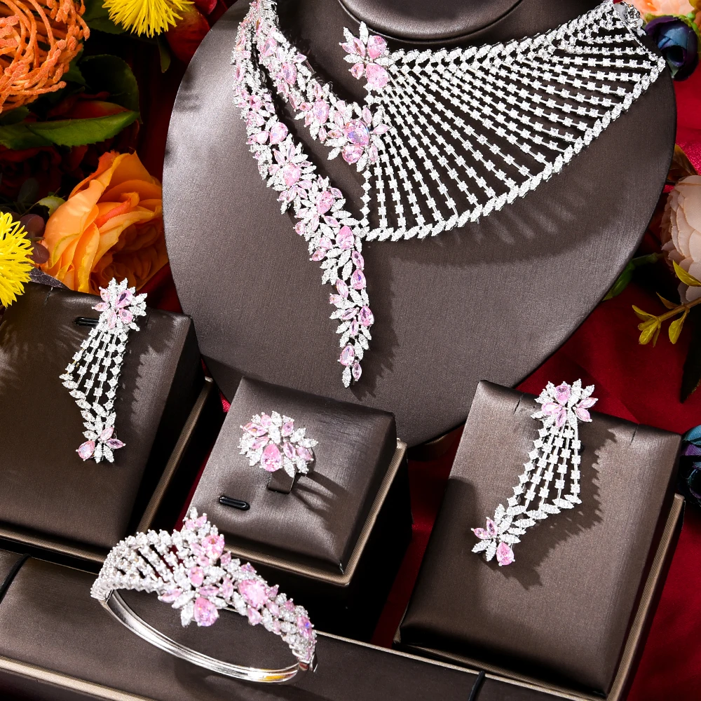 GODKI Big Fashion Luxury 2PCS Ball Round Statement Jewelry Set For Women Wedding Party Full Zircon Dubai Bridal jewelry Set 2024