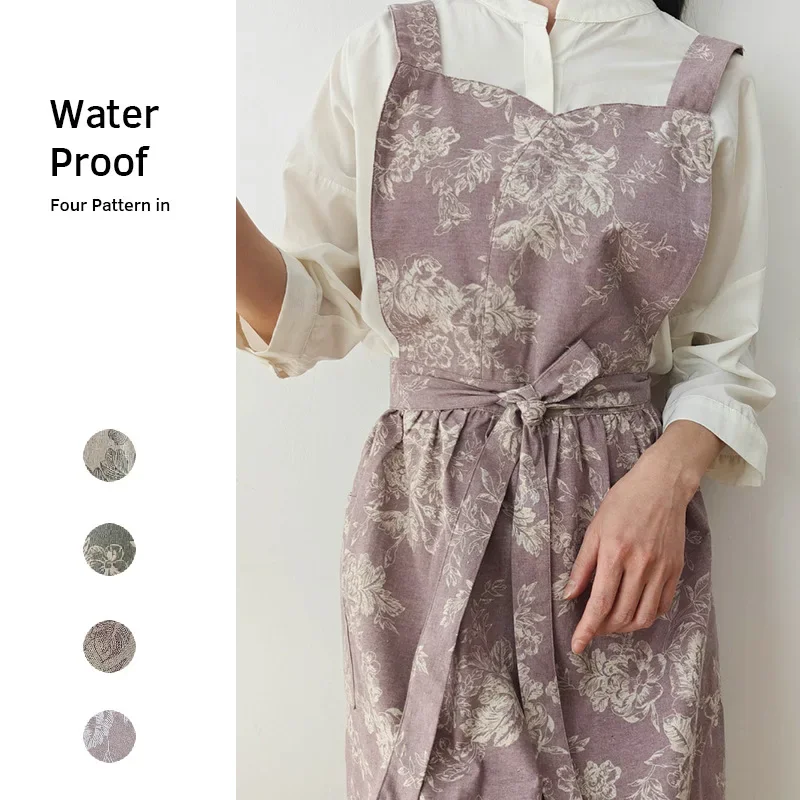 

Florist’s Pinafore Cotton Waterproof Korean-Japanese Cotton Linen Aprons Housework Kitchen Vests,Bake Apron Skirts,Work Uniforms