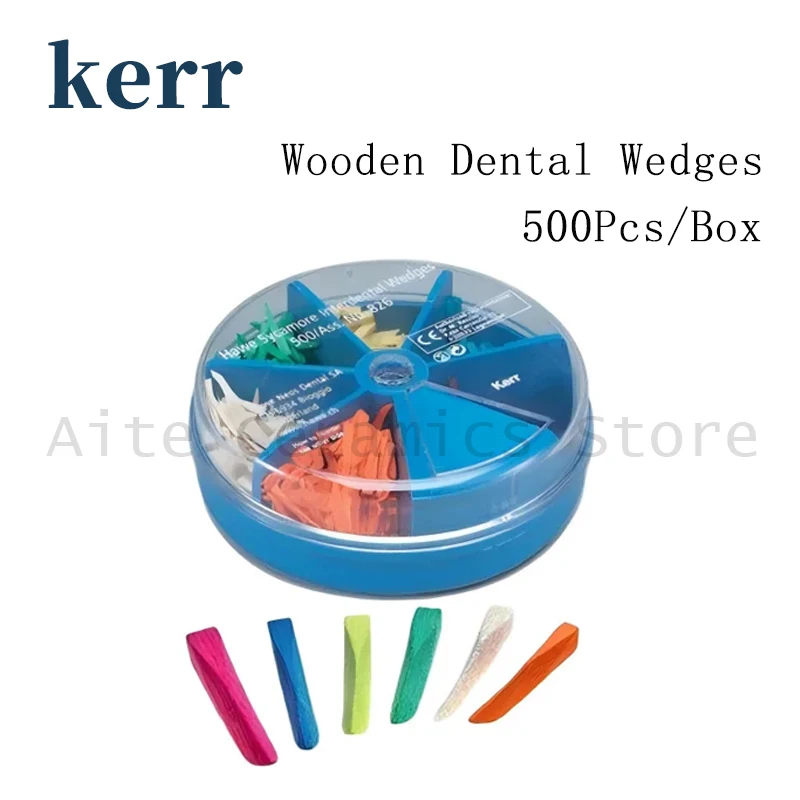 500Pcs/Box Kerr Disposable Dental Wedges Interdental Composite Contoured Wooden Wedges Matrix System Wedges for Tooth Separation