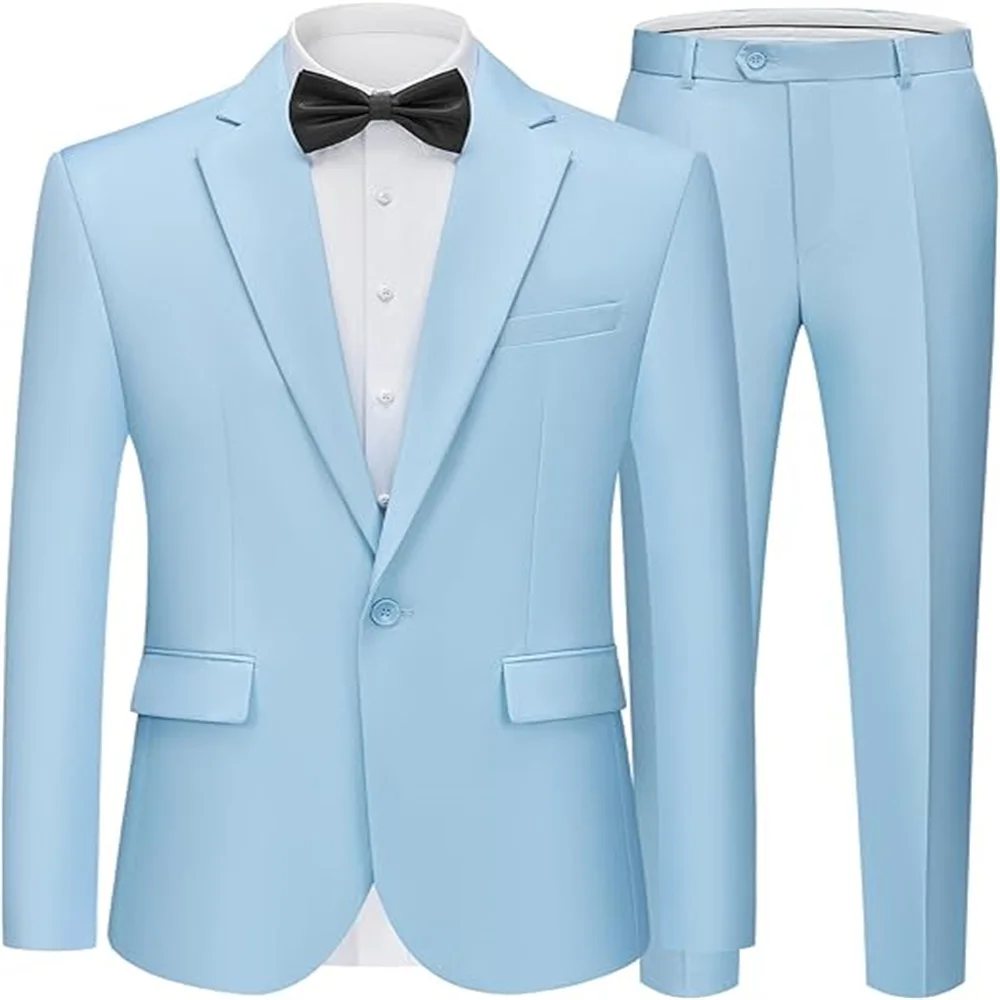 

Men's Suits Slim Fit 2 Piece One Button Blazer Jacket Wedding Prom Tuxedo Pants Set