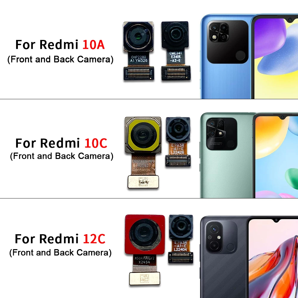 Front Rear Back Camera For Xiaomi Redmi 10A 10C 12C Facing Camera Module Flex Cable Replacement Spare Parts