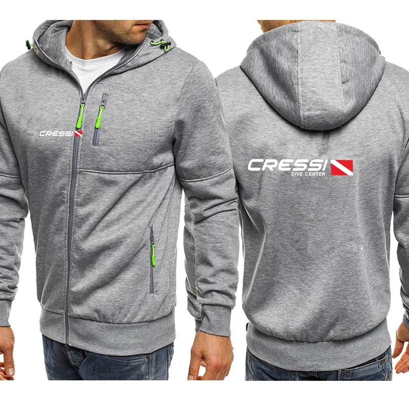 Scuba Dive Cressi-abrigos con capucha para hombre, sudaderas informales con cremallera, chándal, chaqueta de moda, ropa de abrigo, primavera 2024