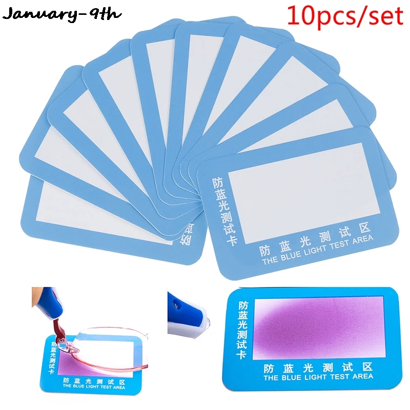 10Pcs/set Anti-Blue Light Test Card Glasses UV Accessories Blue Detection Generator