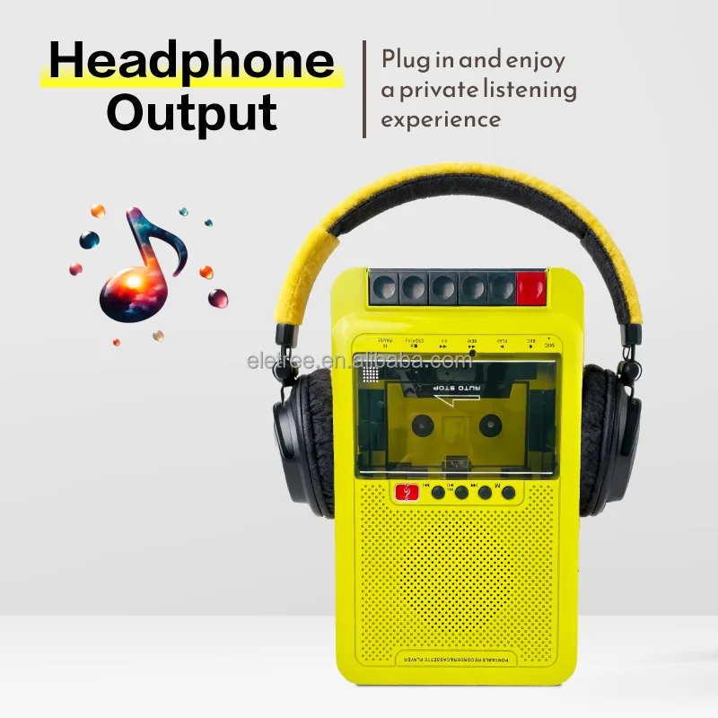ELETREE Retro Cassette Player Wireless Speaker USB TF Card Music Player Rechargeable Recorder Custom Logo OEM Promotional Gift