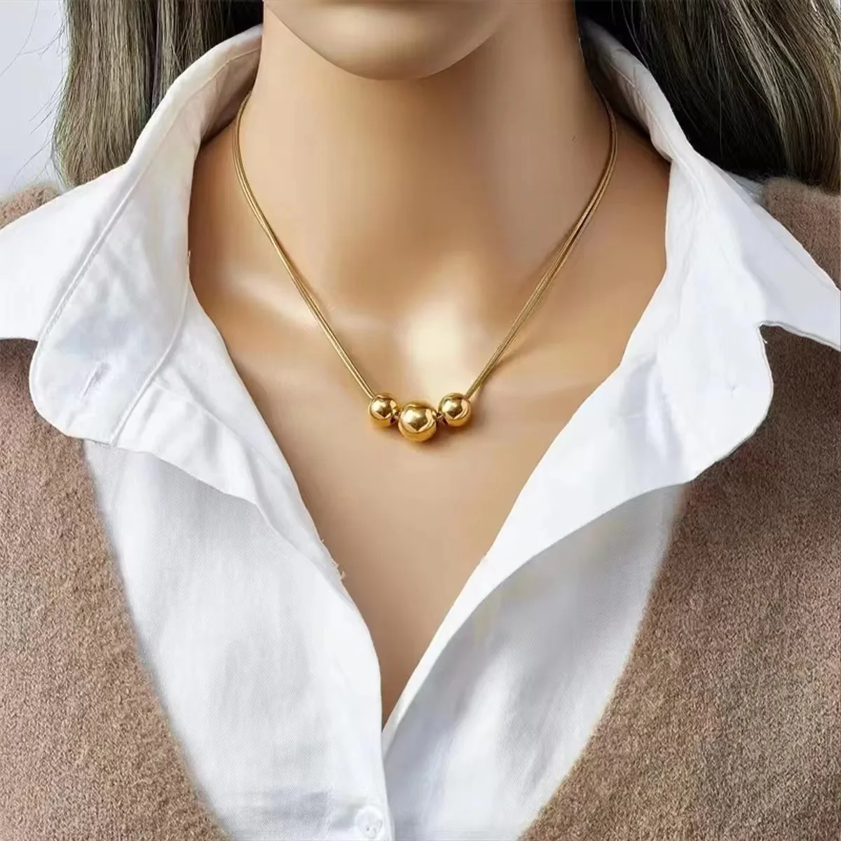 

2024 Vintage Hip Hop Necklace for Women - Elegant Multilayer Stainless Steel Chain with Trendy Pendant Design