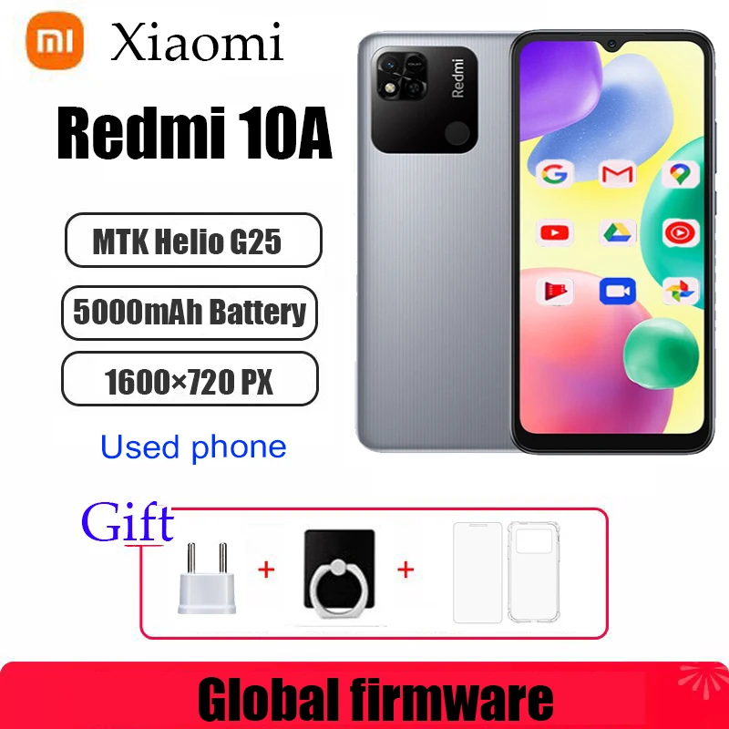 Xiaomi Redmi 10A Smartphone Original 6GB 128GB Global 6.53' HD Display Helio G25 Octa Core 13MP Fingerprint 5000mAh Used phone