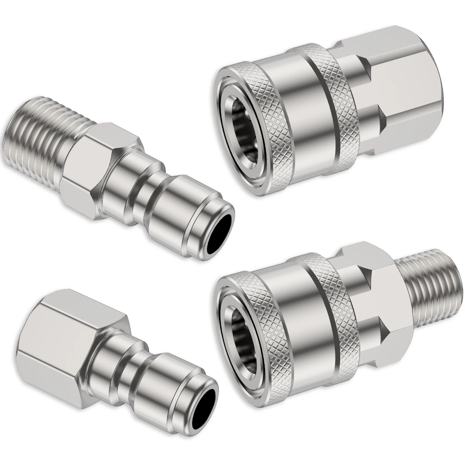 Pressure Washer Quick Connect 3/8 Inch Pressure Washer Fittings Stainless Steel Adapter Set Female and Male Thread 4Pieces