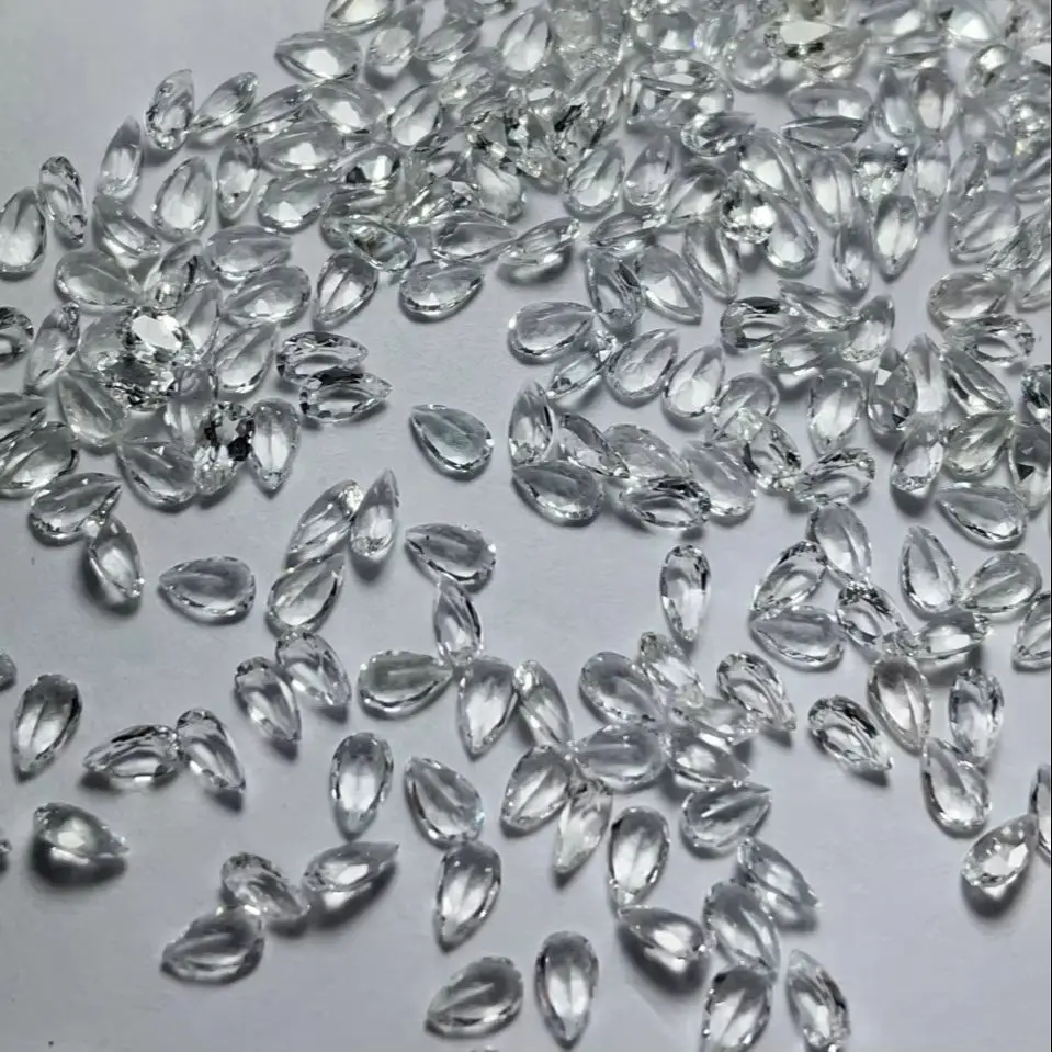 

Natural White Pear Cut Topaz 1.5*2.5mm to 5*7mm PS Faceted Drop Topaz Gemstones Jewelry Stone