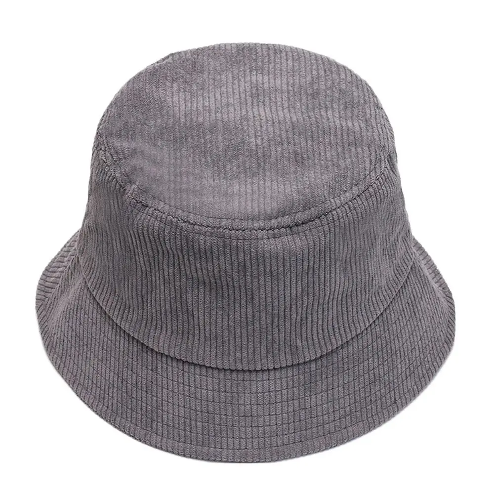 Corduroy Bucket Hat Outdoor Plush Warm Sun Cap Winter Casual Fisherman Cap Men Women