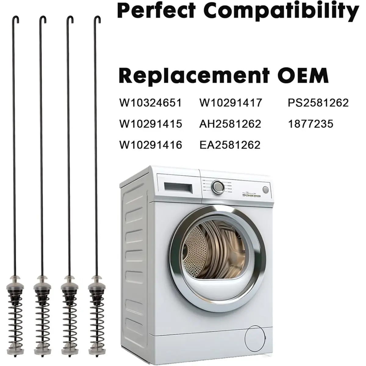 (ABZD) W11217817 Kit de Varillas de Suspensión para Lavadoras Whirlpool, Maytag, Kenmore, Amana, Reemplaza W11159470 W11226768