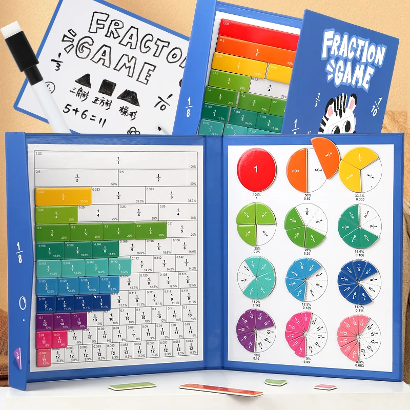 Magnetische Fractiepuzzels voor Wiskundebeheersing Montessori Verlichting met Leuk Rekenen Leermiddel Cognitief Educatief Speelgoed