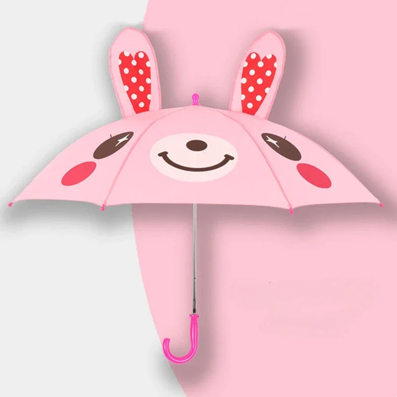 Kreskówka 3D parasol dla dzieci z z uszami zwierzęcia wzorem, urocza parasolka dziecięca z ochroną przeciwsłoneczną deszczowy królik żaba potwór morski