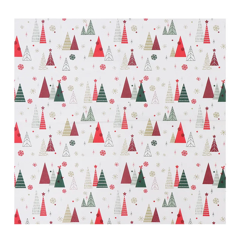 Christmas Tree Print Disposable Paper Napkin For Xmas Theme Party Supplie For Home Christmas Decoration and Table Accessories