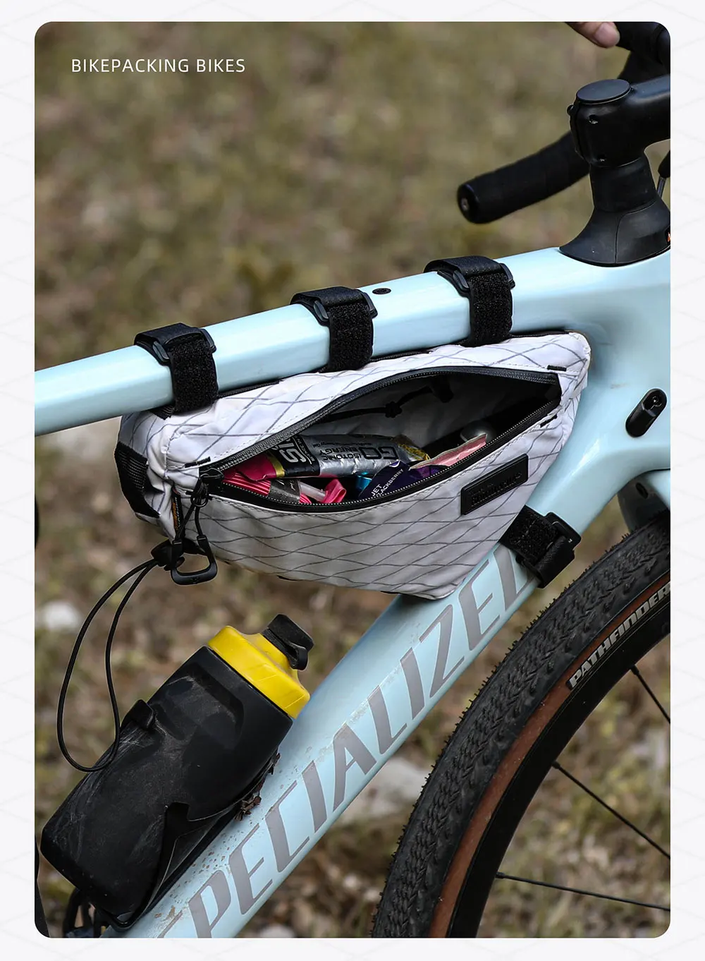 Rhinowalk Fahrrad-Dreiecksschlauchtasche, wasserabweisend, 1,7 l/2,4 l/2,9 l, Fahrrad-Rahmentasche für MTB und Rennrad, Querträger-Aufbewahrungspaket – Detail 14