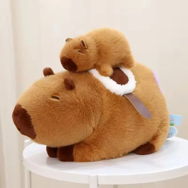 Cute Kapibara Mother and Child Plush Toys Plush Capybara Doll Kids 28cm Plush Toys Kawaii Animal Toy Children's Birthday Gift