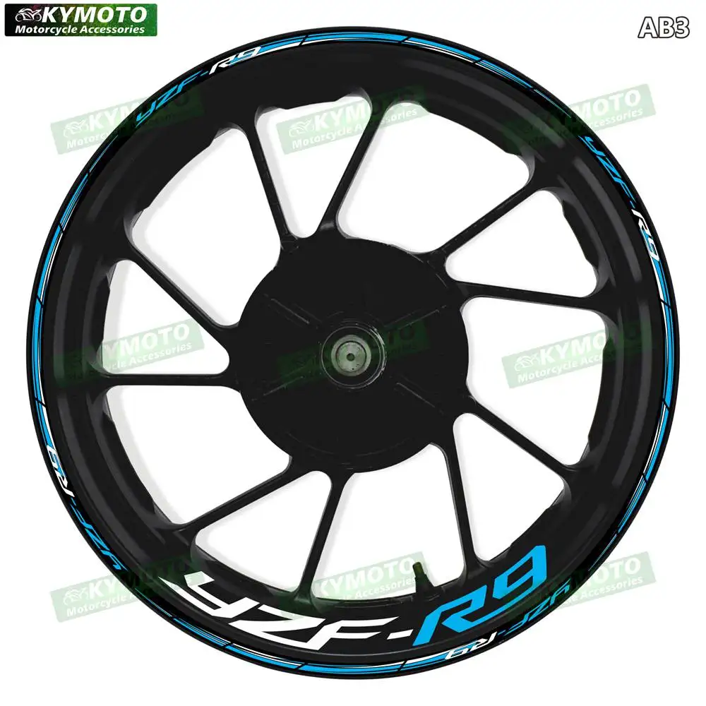 For YZF R9 YZF-R9 Motorcycle 17 Inch Racing Wheel Stickers Car Accessories Reflective Rim Motorbike Hub Tape Decal Sticker