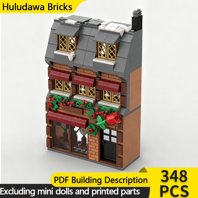 

City Street View Model MOC Building Bricks Winter Flower Shop Modular Technology Children Holiday Gifts Assemble Toys Suit